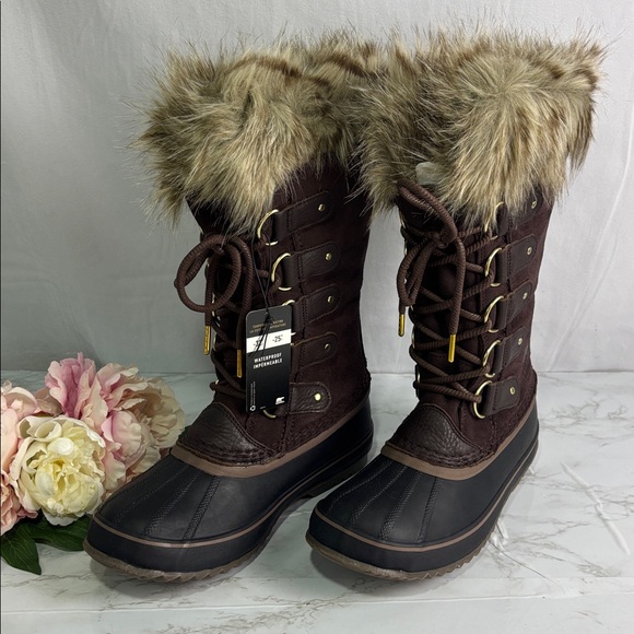 Sorel Joan of Arctic Waterproof Winter Boots | Dark Brown Faux Fur Lined Women’s - Picture 3 of 7